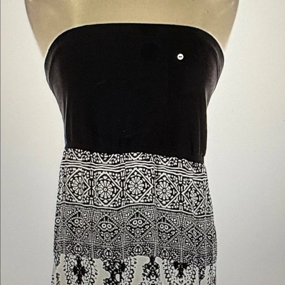 Free People Black White Medium Strapless Dress 💘  Maxi Long Excellent Condition - Picture 2 of 6